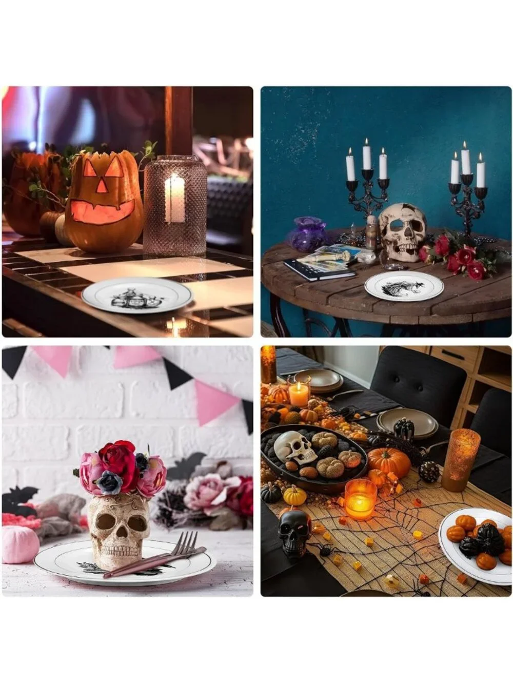 8 Pcs Halloween Dinnerware Set - Spooky Plates & Serving Dishes for Festive
